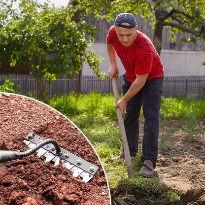 5/6/7/8 Teeth Iron Gardening Hoe Weeding Rake Farm Tool Grasping Raking Loosening Soil Nail Rake Tool Artifact Harrow Farm Tool