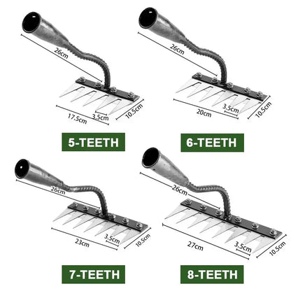 5/6/7/8 Teeth Iron Gardening Hoe Weeding Rake Farm Tool Grasping Raking Loosening Soil Nail Rake Tool Artifact Harrow Farm Tool
